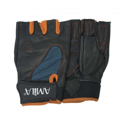 Γάντια Άρσης Βαρών AMILA Δέρμα Πορτοκαλί/Μαύρο M - 83231