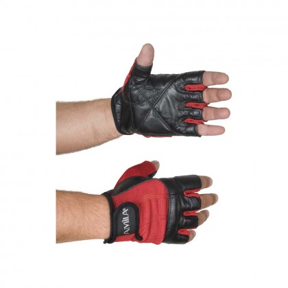 Γάντια Άρσης Βαρών AMILA Δέρμα Τράγου Κόκκινο S - 83250
