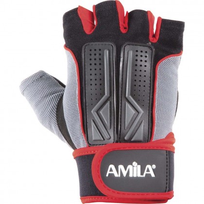 Γάντια Άρσης Βαρών AMILA Amara PU Μαύρο/Κόκκινο/Γκρι S - 8330501